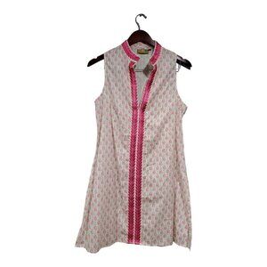 Rock Flower Paper Women's Pink Shift Dress Crochet Detail 100% Cotton Sz L
